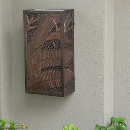 Carved timber wall lantern, Diamond Head Residence, Oahu